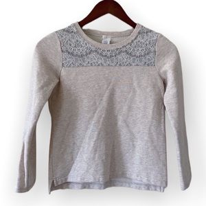 Crewcuts by J. Crew Pullover Lace Detail Crew Neck Tan Girls Size 10